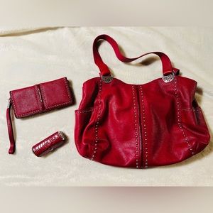Beautiful set, wallet, lipstick and purse